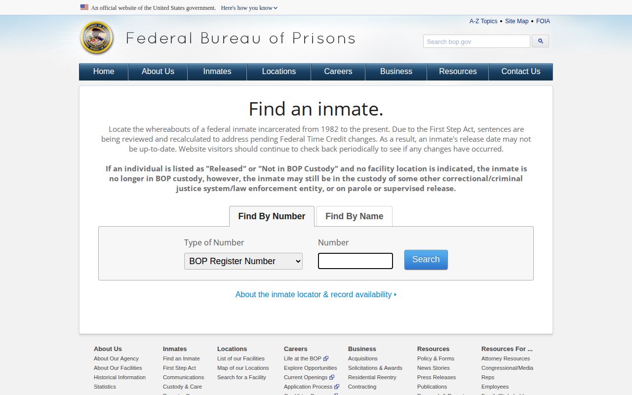 Federal Bureau of Prisons release search for a Jefferson County federal case