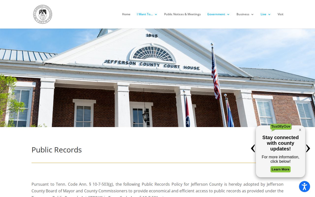 Jefferson County release records policy and request form access